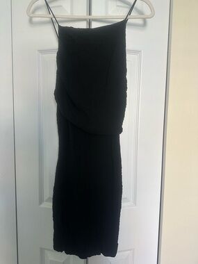 Zara Black mini Slip Dress with Draped Bodice